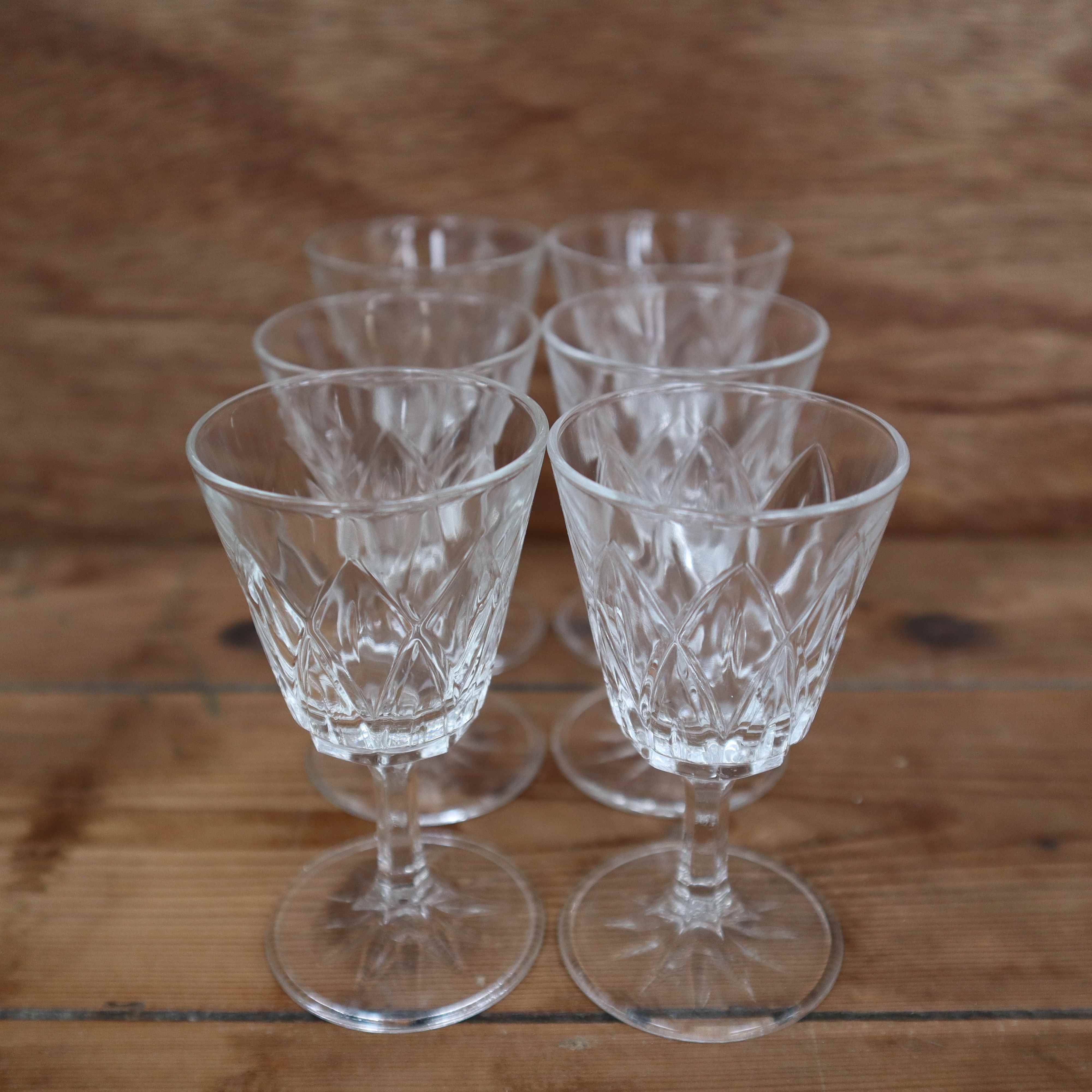 Set of 6 Arlequin liqueur glasses in Reims crystal glass 1950
