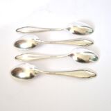 DEETJEN set of 4 silver-plated dessert spoons with a modernist scalloped design.