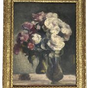 Huile sur panneau nature morte bouquet signée début XXème