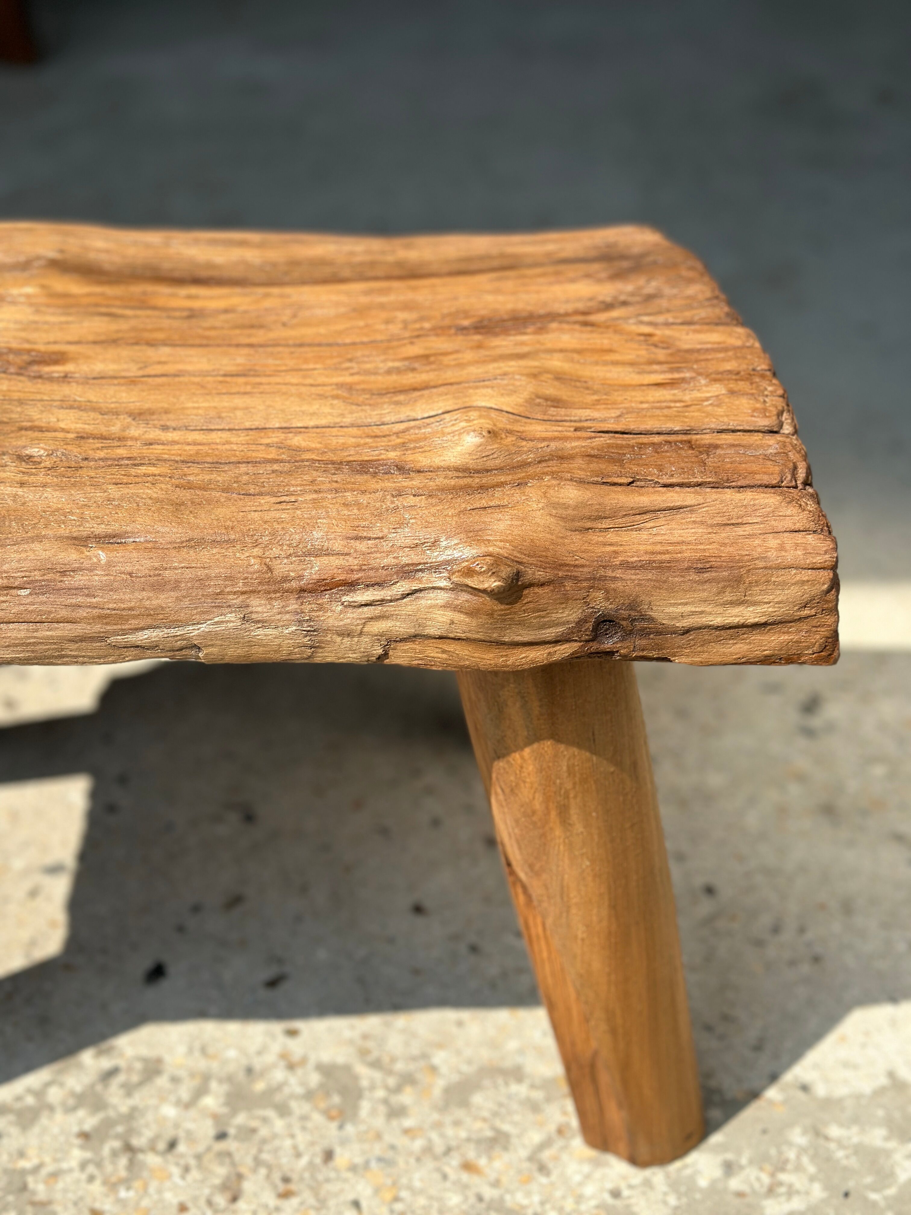 Small side table or stool in blond teak H:30 L43 l27