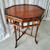 Wicker and bamboo coffee table