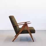 Mid-Century Accent Chair Model B-310 Var in Forest Green Velvet