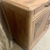 Art Deco raw wood sideboard in solid walnut