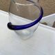 Contemporary vase in blown transparent glass & cobalt blue thread.