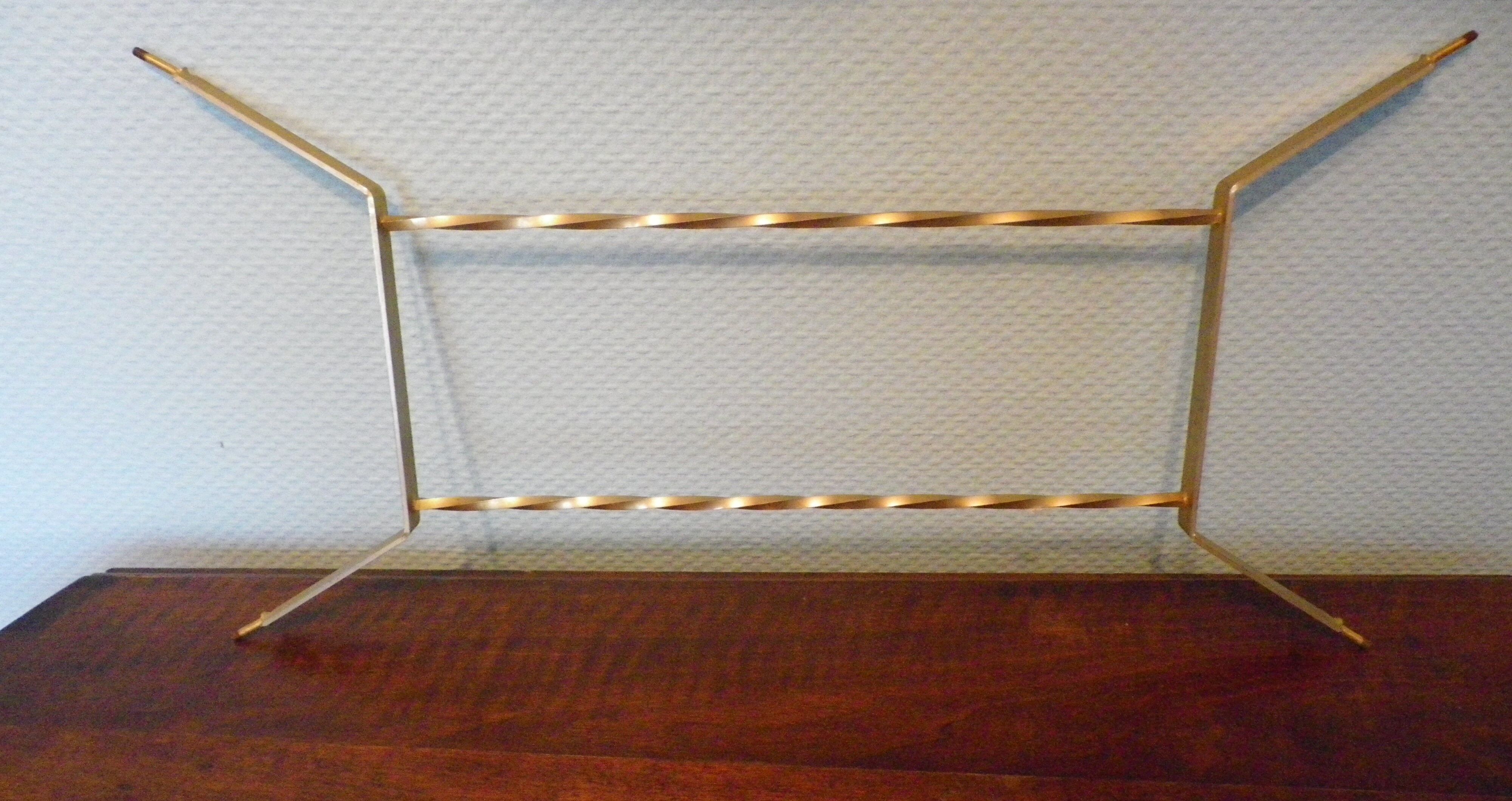 Lounge table, side table on wheels, formica top, gold and black metal