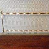 Lounge table, side table on wheels, formica top, gold and black metal