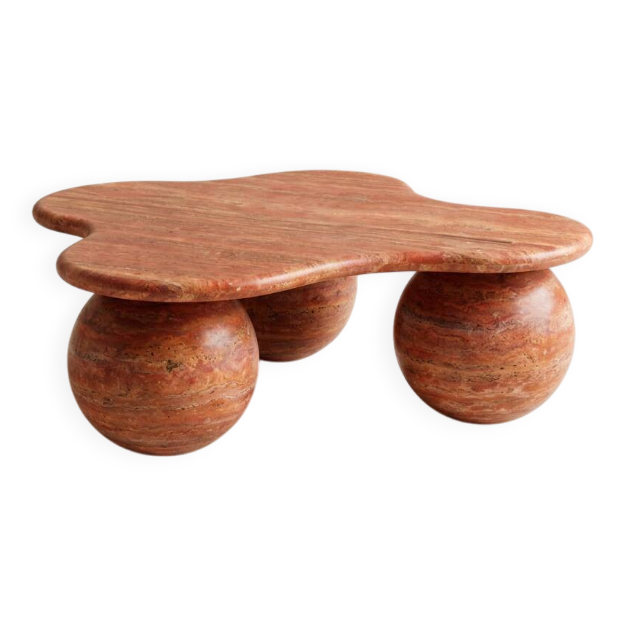 Table Basse "Cava" en travertin rouge -Caldrare