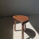 Stool in solid wood tripod seat half-moon