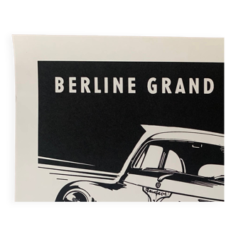 Impression Lithographique L'automobiliste Peugeot "berline grand luxe 203"