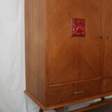 Vintage oak buffet and ceramic 1950