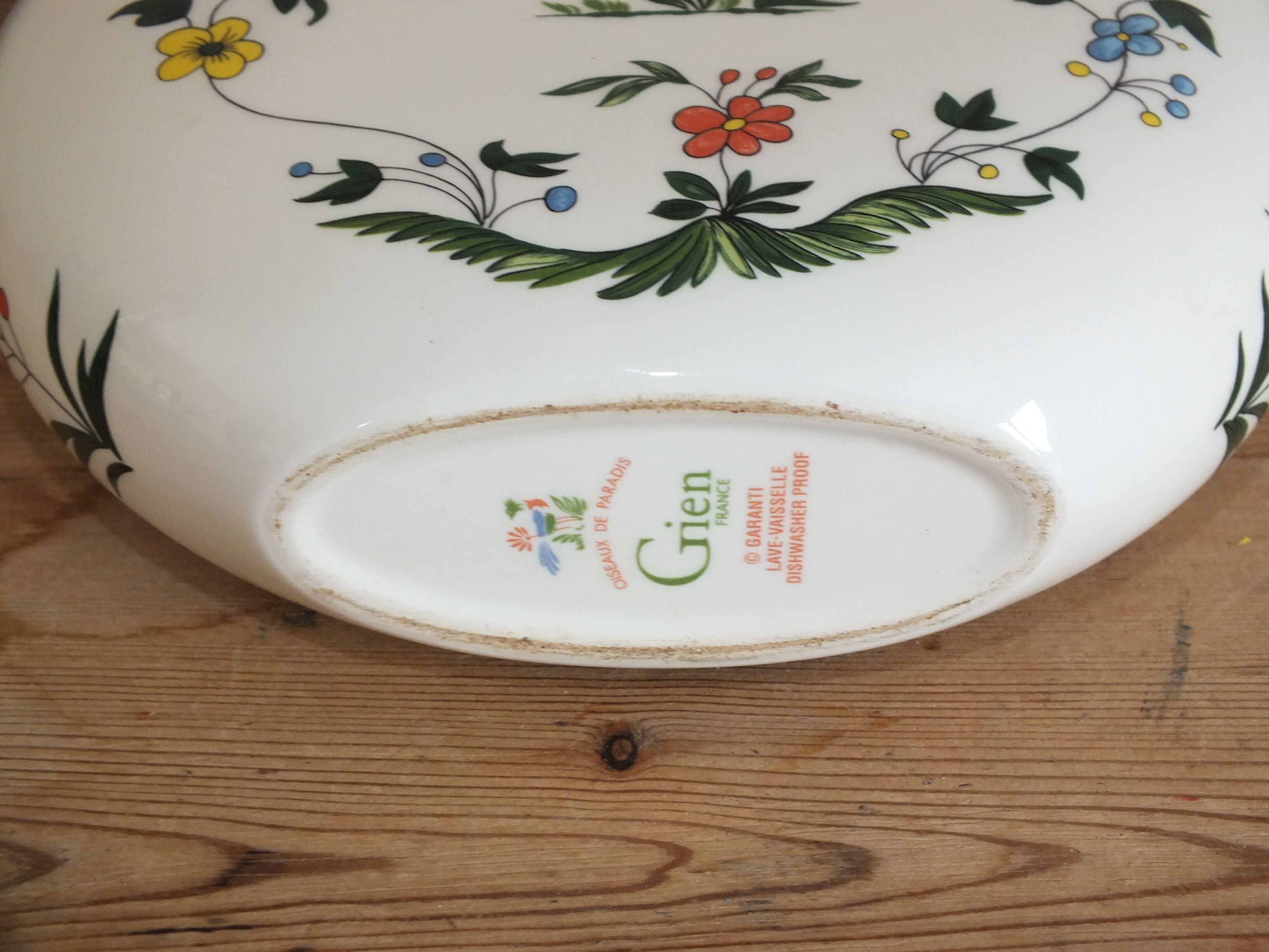 Half-moon vase Gien decoration Birds of Paradise