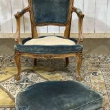 Fauteuil cabriolet de style Louis XV en hêtre