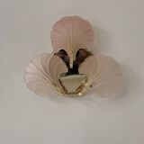 Vintage shell wall light, amber glass and brass, France, 1970.