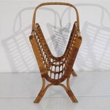 Porte revue vintage en rotin 1960