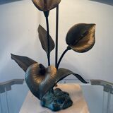 Vintage lamp in travertine and bronze 70s