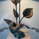 Vintage lamp in travertine and bronze 70s