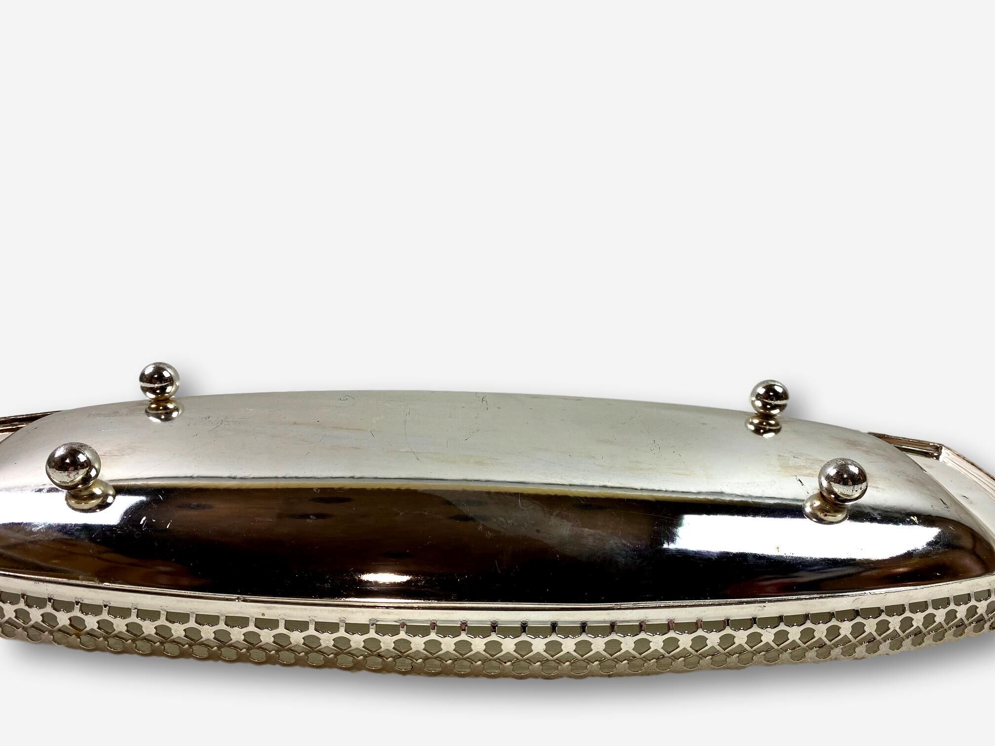 Chrome metal oval tray