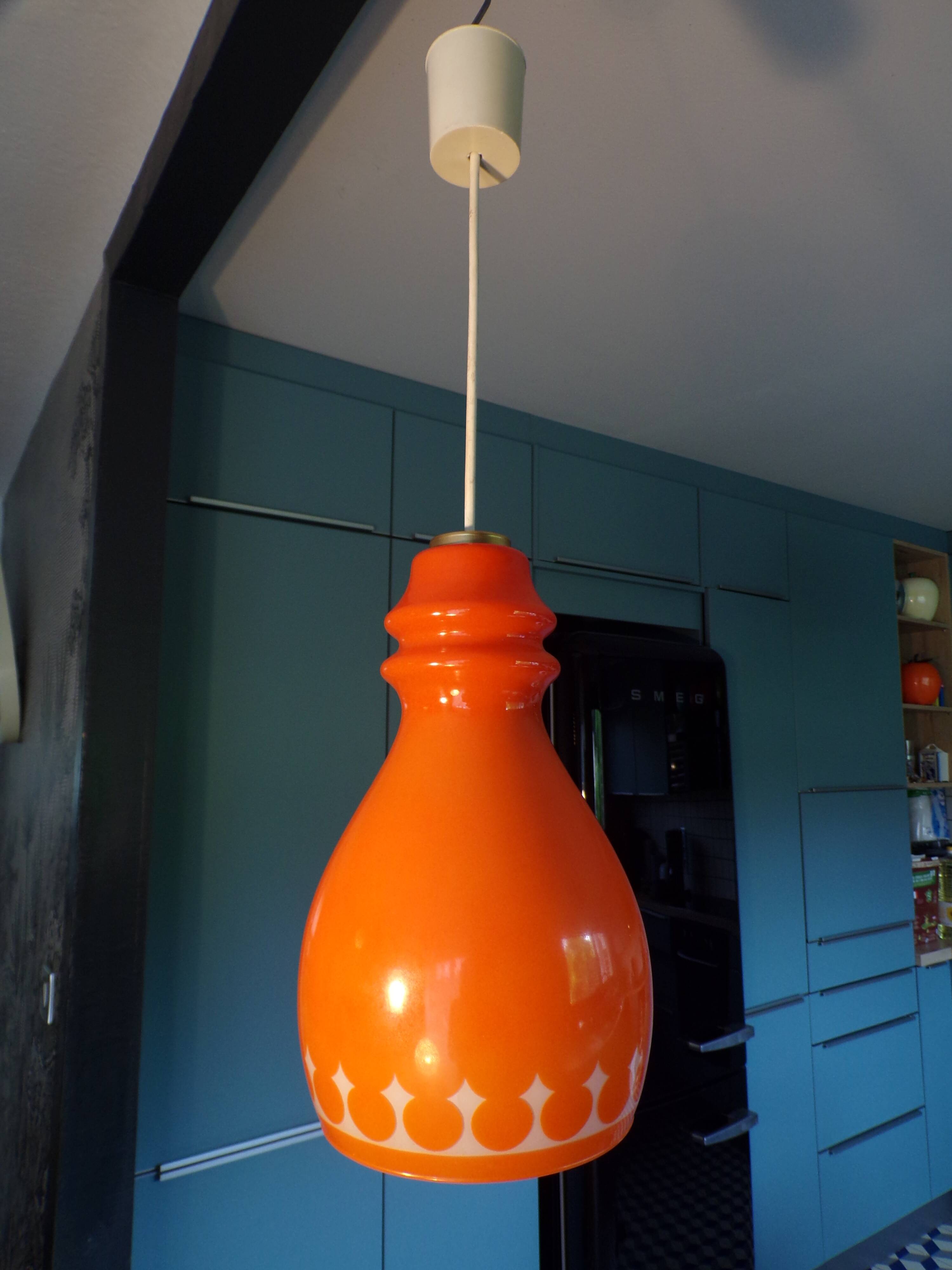 1970 orange glass pendant light
