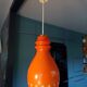 Suspension 1970 en verre orange