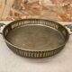 Antique openwork brass serving tray + flower handles vintage kitchen