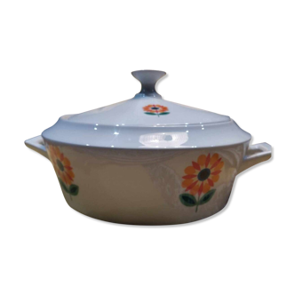 Contemporary Gillian soup tureen France vintage 70's flower pattern