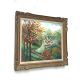 Pyrenean village framed painting