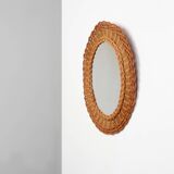 Small mid-century rattan mirror, France 1960s