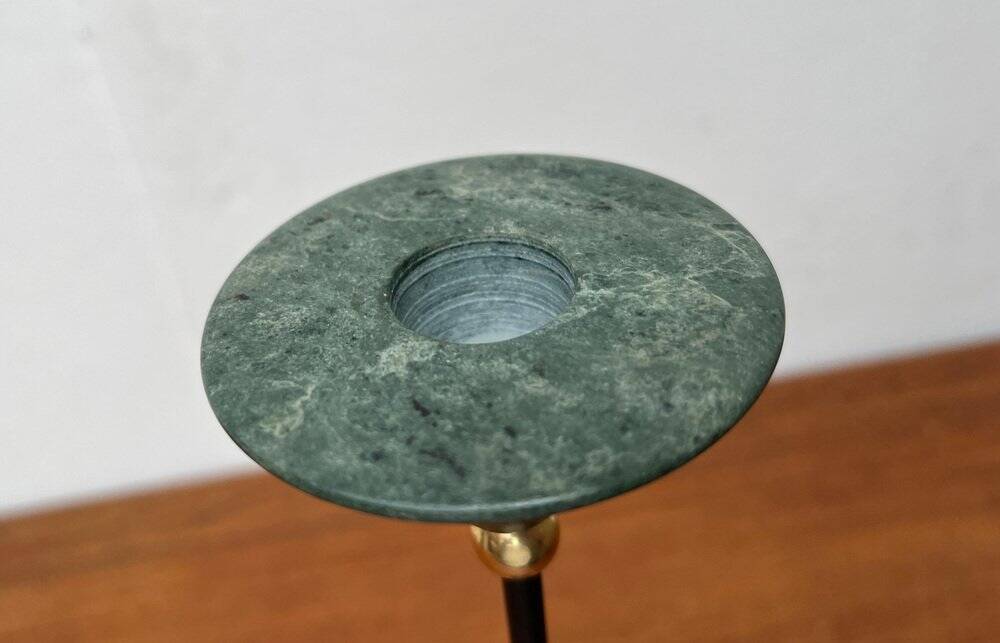 Postmodern Italian candlestick in metal and stone, 1980s.