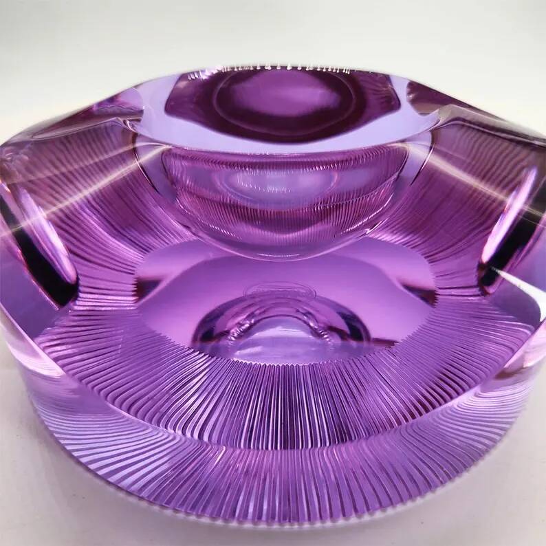 Rare Purple Glass Ashtray - Moser 1960s