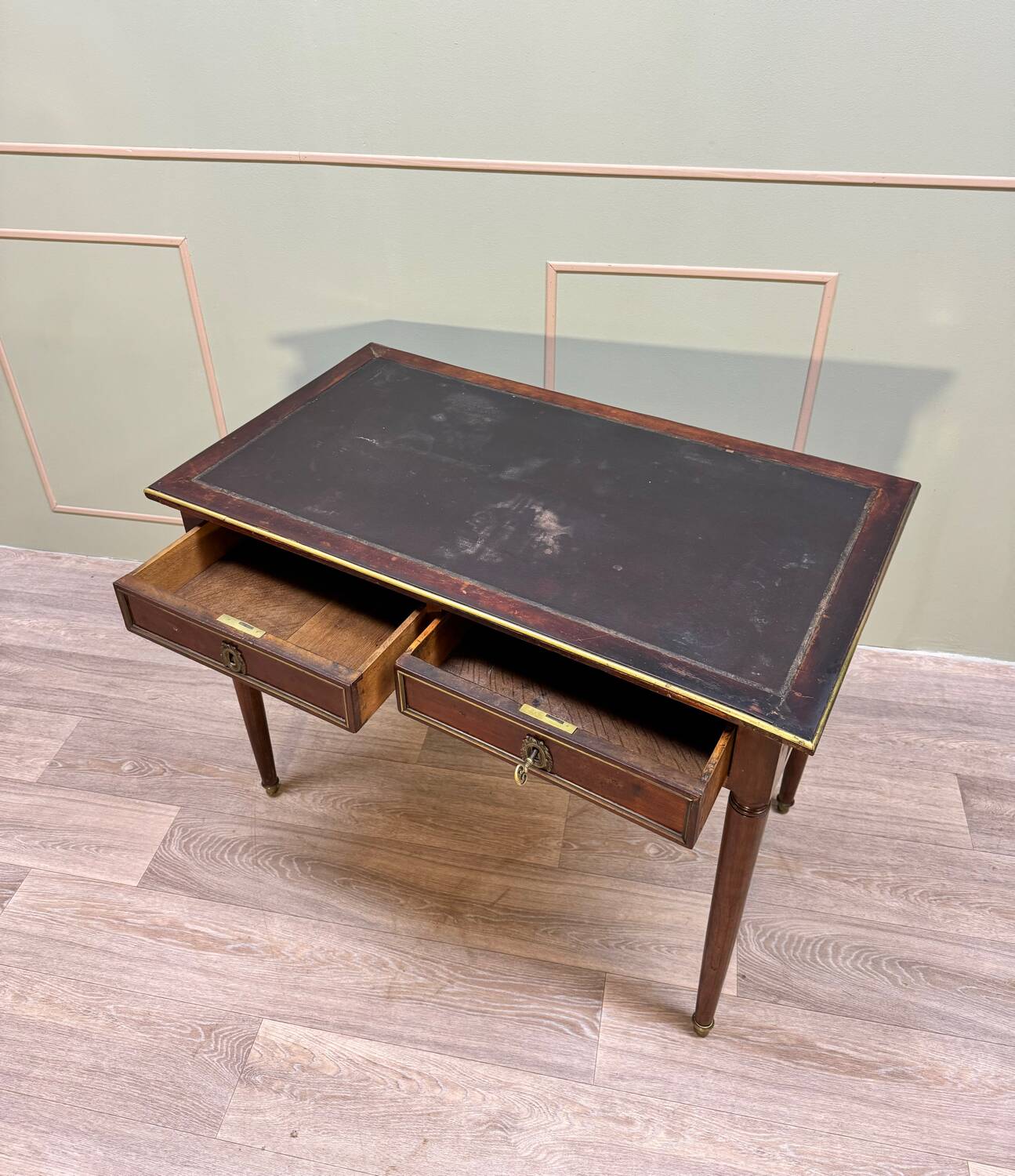 Flat Mahogany Desk From Directoire Period XVIII Eme Century