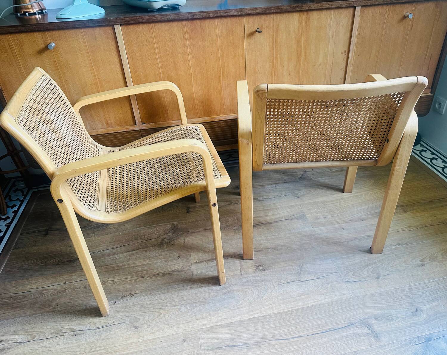 Chaises Olivo Pietro 70' cannage et bois