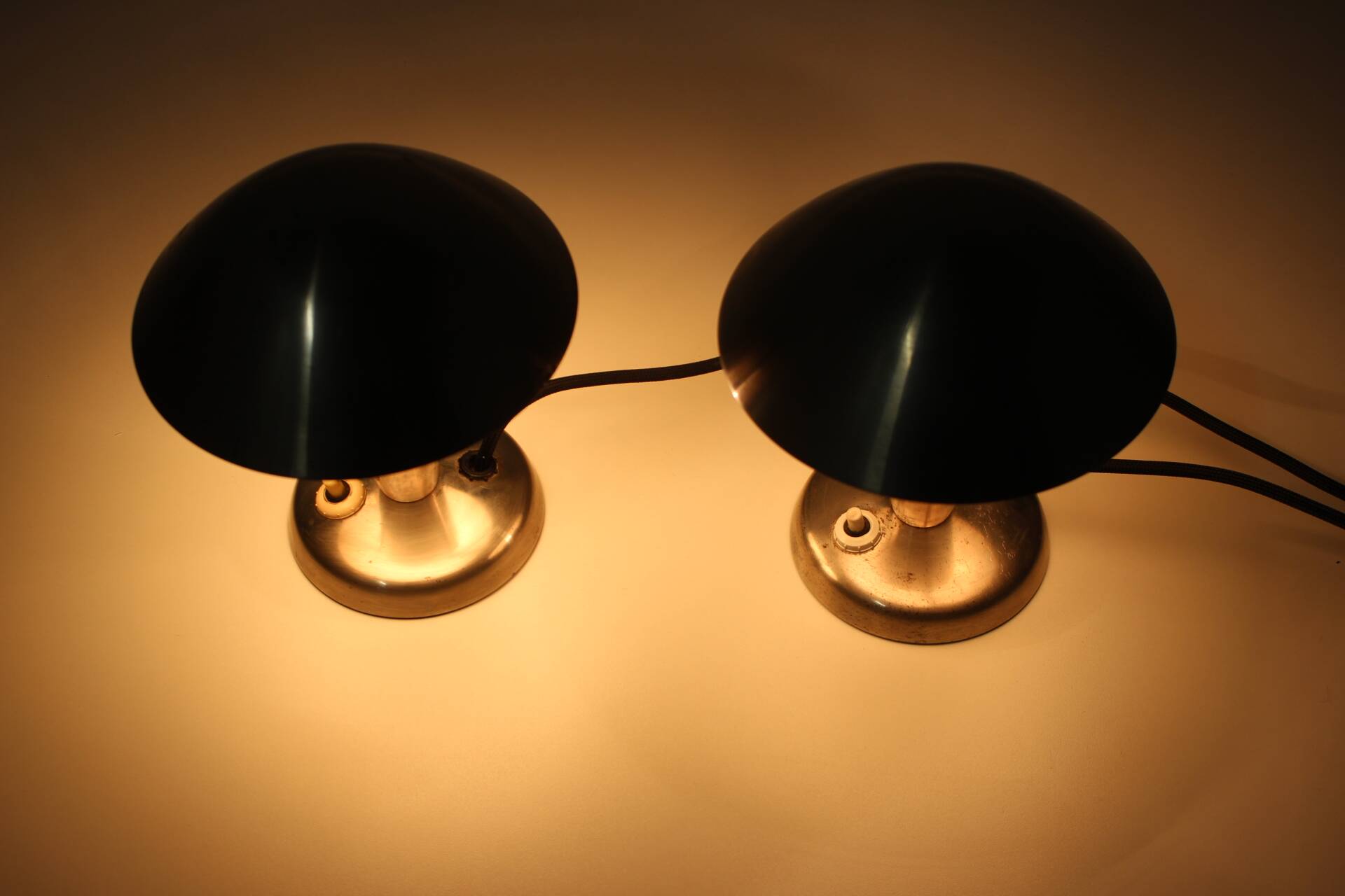 1930s Pair of  Chrome Plated Bauhaus Lamps, Czechoslovakia
