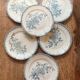 Set of seven small flat plates Terre de fer 19th century