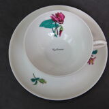 6 cups and sub-cups NBD Limoges illuminated by hand, floral patterns