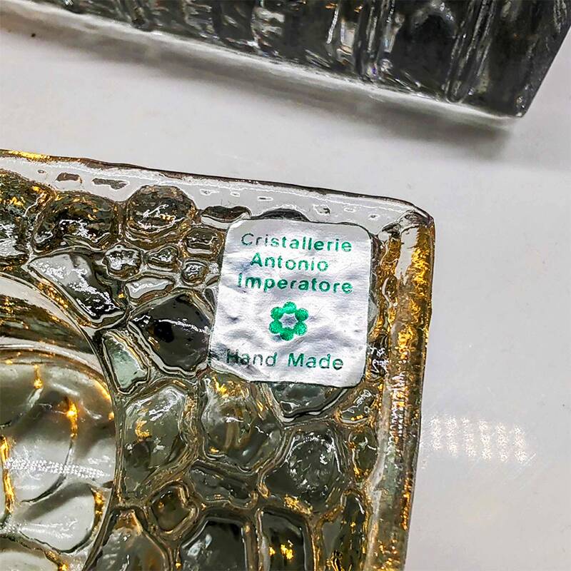 1970s very Rare Set of 3 Book shaped Ashtrays in Murano Glass by Antonio Im