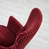 1960s, Danish armchair in cherry-red furniture velour, original condition.