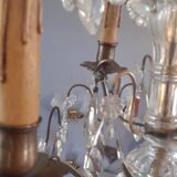 Lustre XIX ème six lumières en bronze et pampilles