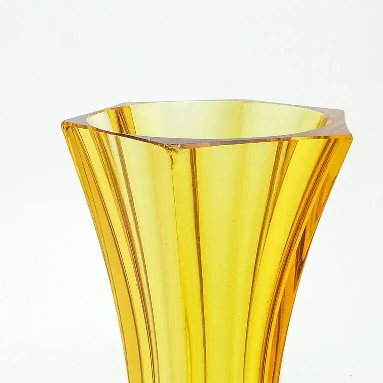 Art Deco vase, yellow crystal, designed by J. Hoffmann, Moser, Czech Republic, 1930s