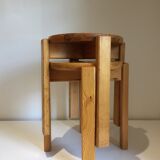 Pair of stackable pine stools, France, year 1980