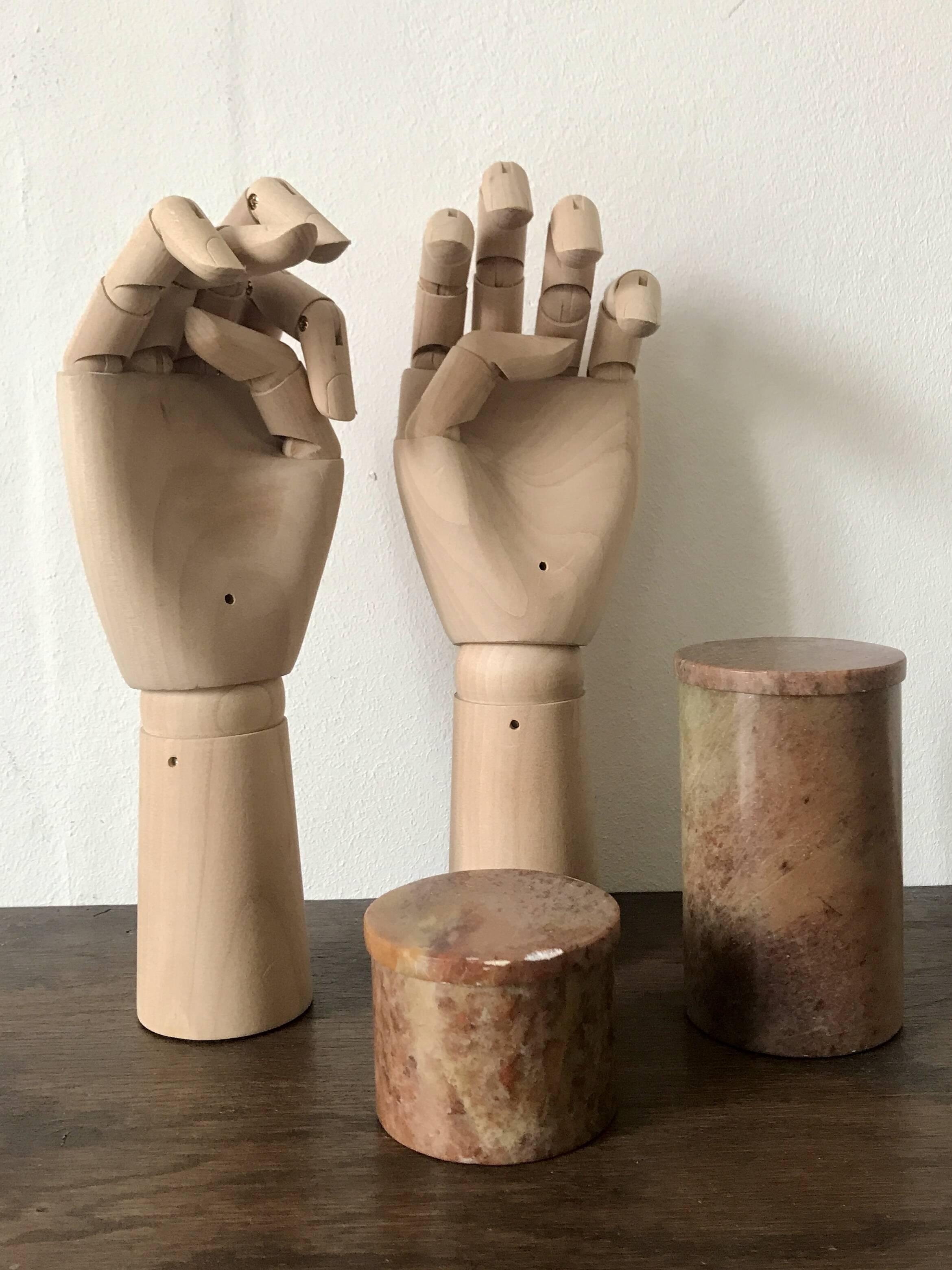 Duo of brown stone boxes