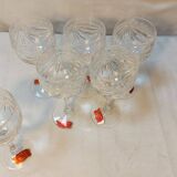 Set of 6 wine glasses and carafe in Lorraine Crystal - Gérard Model