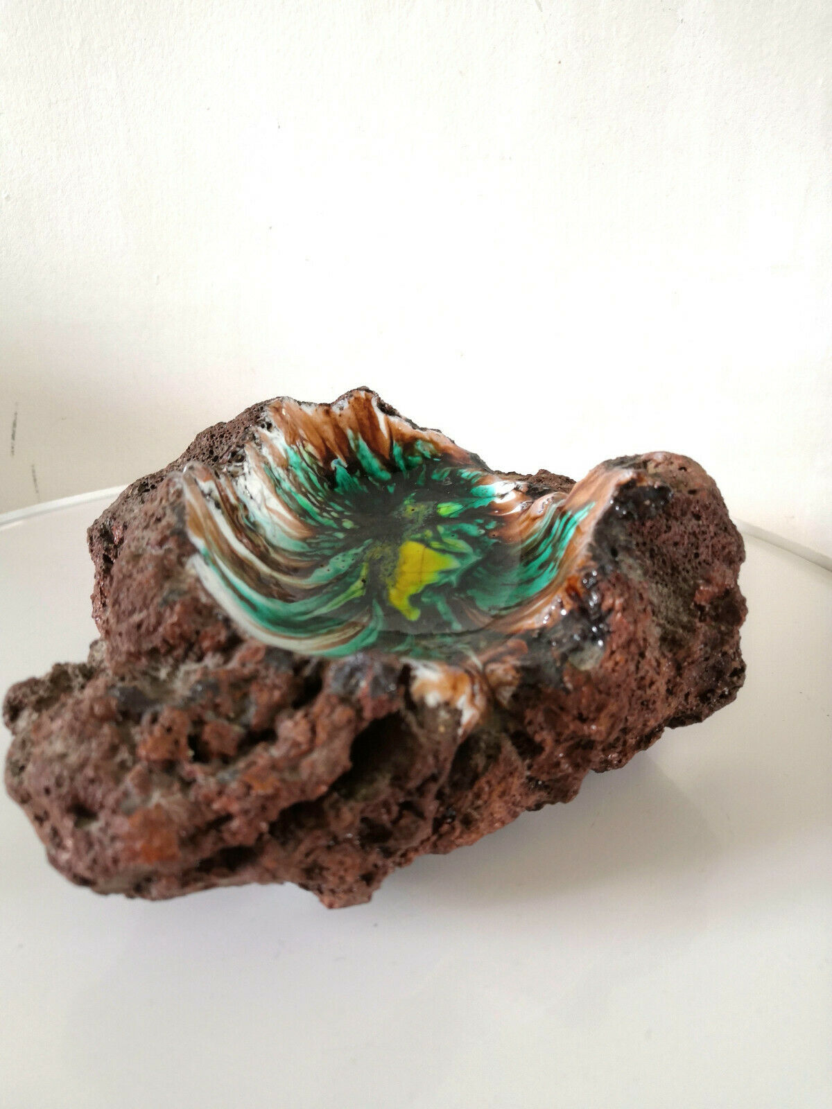 Enamelled lava stone ashtray design 60s - 70s