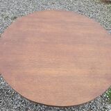 Vintage round oak coffee table with a door
