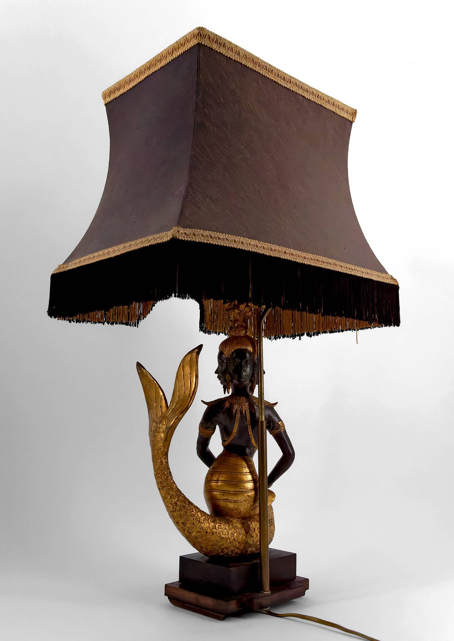 Sculptural Lamp in Bronze with double green and gold patina, Suvannamaccha