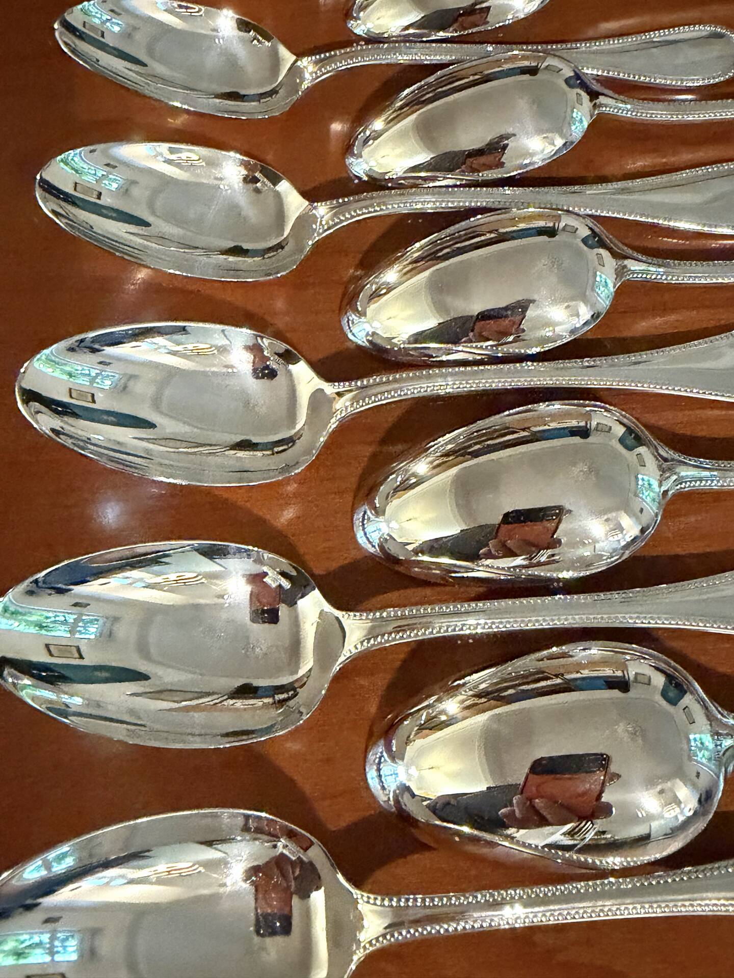 Christofle pearls, dessert cutlery 12 forks 12 spoons 17cm