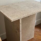 Minimalist travertine stone side table