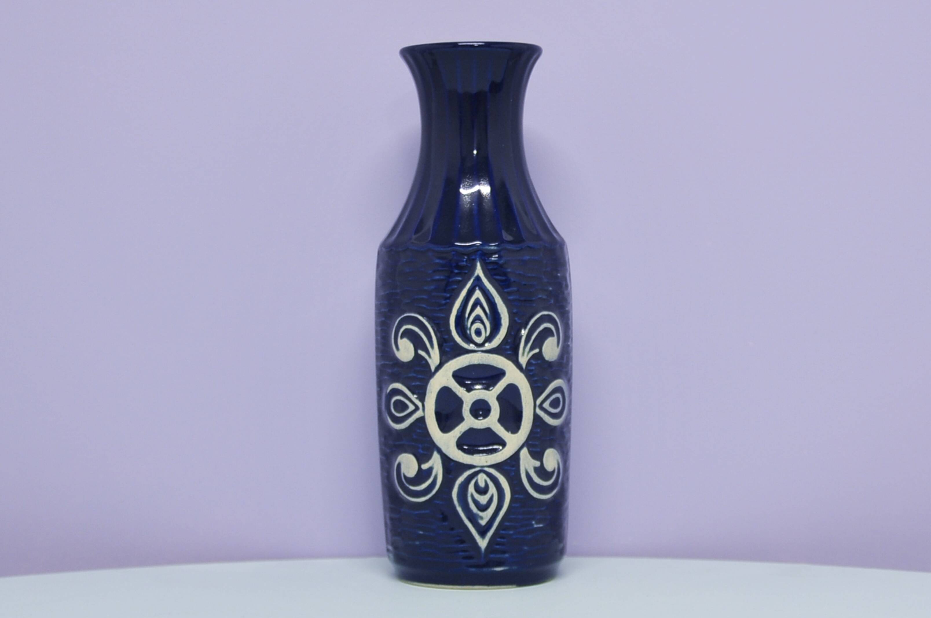 vintage blue & white West Germany vase Bay