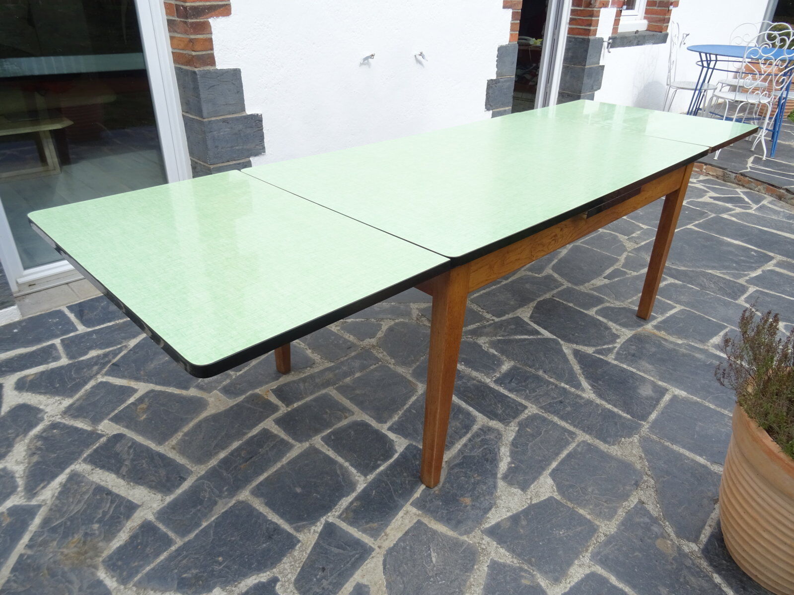 Solid oak and formica extension table