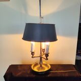 Three-light bouillotte lamp in gold metal, desk lamp.