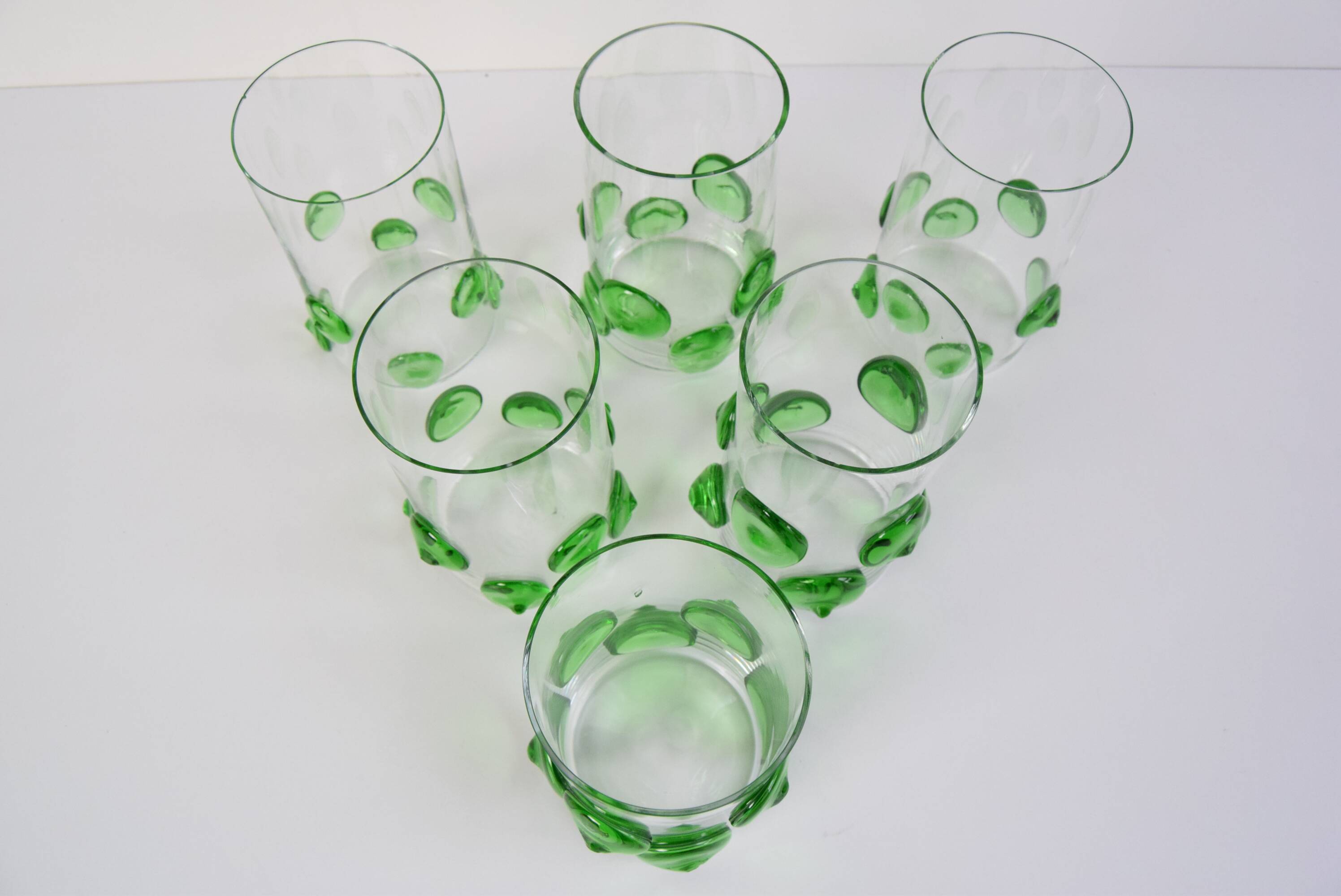 Set of six glasses Glasswork Nový Bor, 1950s.